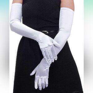1920s Satin White Satin Gloves